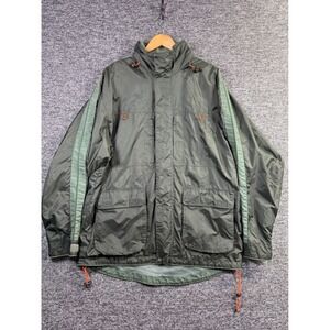 Emergency Exit Mens Olive Green Nylon Field Jacket Packable Hood Large
